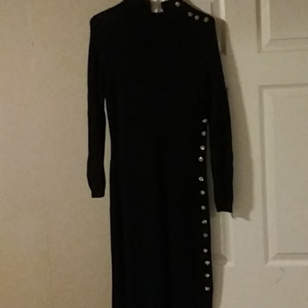 Form Accentuating Black Knit Dress